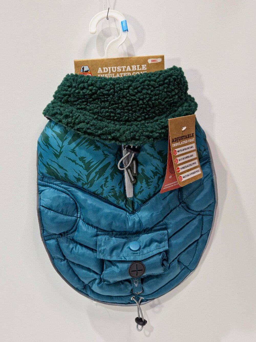Arcadia Trail Adjustable Insulated Coat for Dogs, Teal/Green, NEW